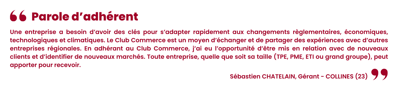 Parole d'adhérent : entreprise COLLINES (23)